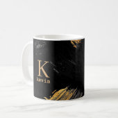 Mug Monogramme nom noir or élégant (Devant gauche)