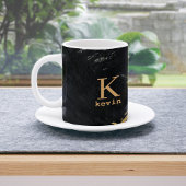 Mug Monogramme nom noir or élégant