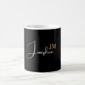 Mug Monogramme nom noir or moderne (Centre)