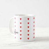 Mug Monogramme Nom personnalisé Cute Red Doodle Hearts (Devant gauche)