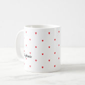 Mug Monogramme Nom personnalisé Cute Red Doodle Hearts (Devant gauche)