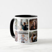 Mug Monogramme Nom Photo noire Collage (Devant gauche)