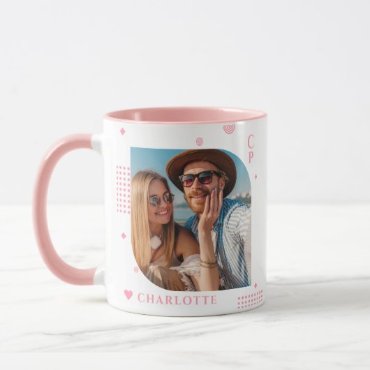 Mug Monogramme Nom Photo Tendance Simple Moderne (Gauche)