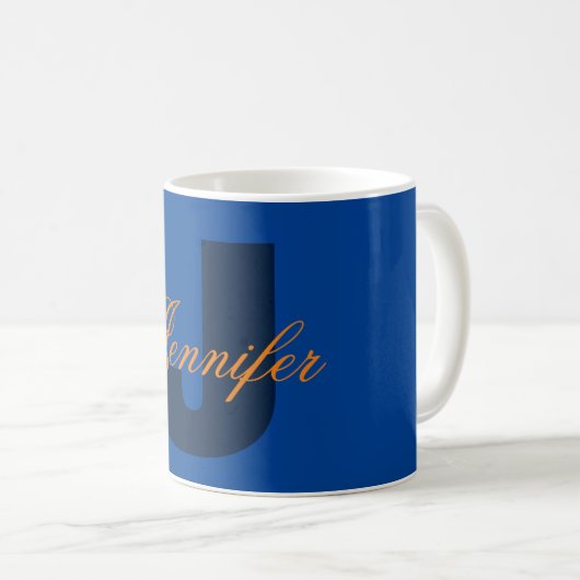 Mug Monogramme Nom propre Initiale moderne Plaine mini (Devant droit)