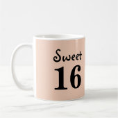 Mug Monogramme nom Sweet 16 pêche (Gauche)