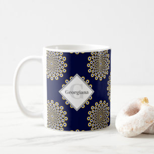 Mug Monogramme Nous Vous Regardons Marine & Gold Polka