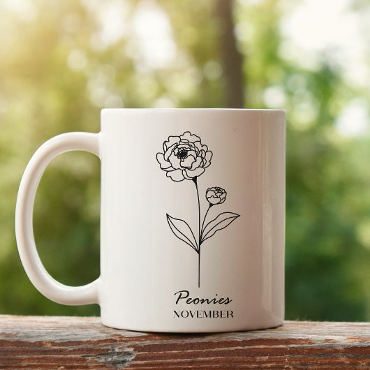 Mug Monogramme novembre Fleur du mois de naissance