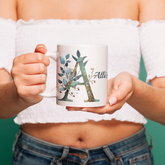 Mug Monogramme or aquarelle | Élégant texte personnali