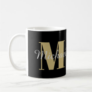 Mug Monogramme or et argent et nom Personnalisé