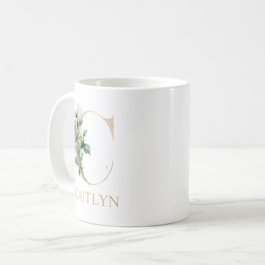 Mug Monogramme Or intemporel C Accent Floral (Devant gauche)