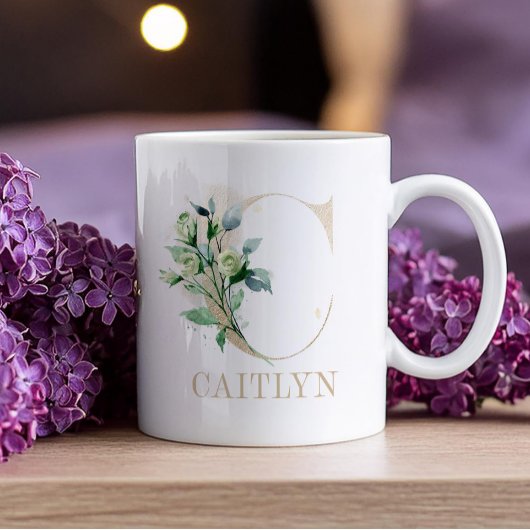Mug Monogramme Or intemporel C Accent Floral