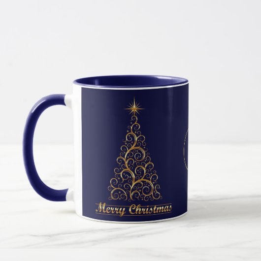 Mug Monogramme Or Joyeux Noël Arbre étoile (Gauche)