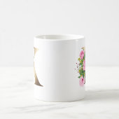 Mug Monogramme or K | Roses roses roses florales (Centre)