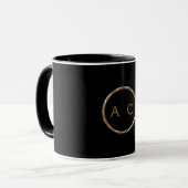 Mug Monogramme Or Minimal sur NOIR (Devant gauche)