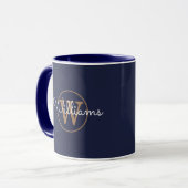 Mug Monogramme or Nom du script Marine Blue (Devant gauche)