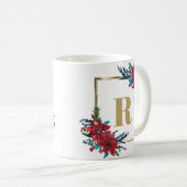 Mug Monogramme or Poinsettia Noël (Devant droit)