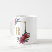 Mug Monogramme or Poinsettia Noël (Devant gauche)