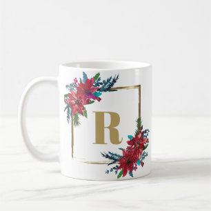 Mug Monogramme or Poinsettia Noël