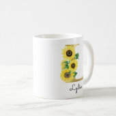 Mug Monogramme Or Soleil Doré Féminin Floral Initiale  (Devant droit)