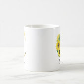 Mug Monogramme Or Soleil Doré Féminin Floral Initiale (Centre)