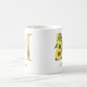 Mug Monogramme Or Soleil Doré Féminin Floral Initiale  (Centre)