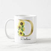 Mug Monogramme Or Soleil Doré Fleur Initiale D (Gauche)