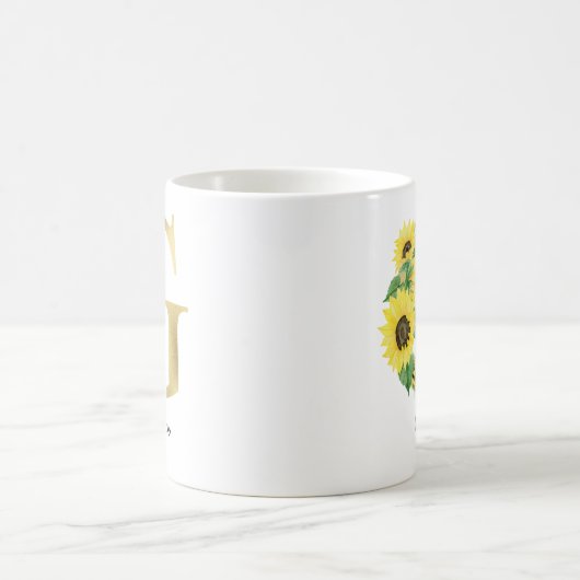 Mug Monogramme Or Soleil Doré Fleur Initiale G Féminin (Centre)