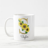 Mug Monogramme Or Soleil Doré Fleur Initiale S Féminin (Gauche)