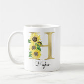 Mug Monogramme Or Soleil Fleur Femme Initiale H (Gauche)