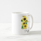 Mug Monogramme Or Soleil Fleur Initiale H Féminin (Devant droit)