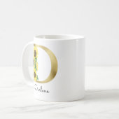 Mug Monogramme Or Soleil Fleurie Féminine Initiale D (Devant gauche)