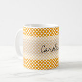 Mug Monogramme Orange Blanc tendance Motif de pochette (Devant gauche)