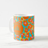 Mug Monogramme orange et léopard bleu (Devant gauche)
