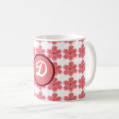 Mug monogramme orange motif botanique (Devant droit)