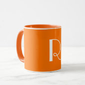 Mug Monogramme Orange Néon Unisexe (Devant gauche)