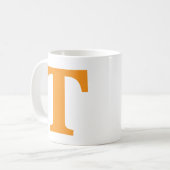 Mug Monogramme orange personnalisé | Classique collégi (Devant gauche)