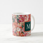 Mug Monogramme orange rose floral (Devant droit)