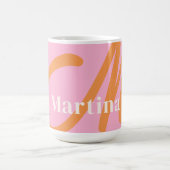 Mug Monogramme orange rose moderne (Centre)