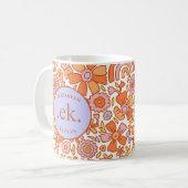 Mug Monogramme Orange Super Retro (Devant gauche)