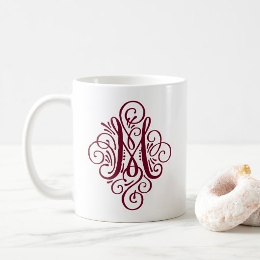Mug Monogramme Orné avec Enjolivure Personnalisé (Avec donut)