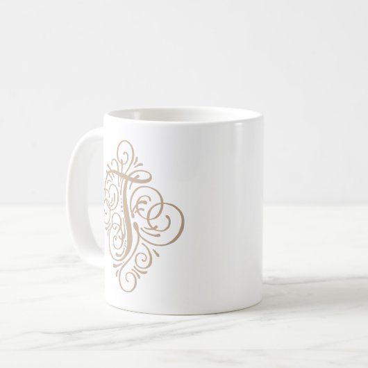 Mug Monogramme Orné Personnalisé avec Enjolivure (Devant gauche)
