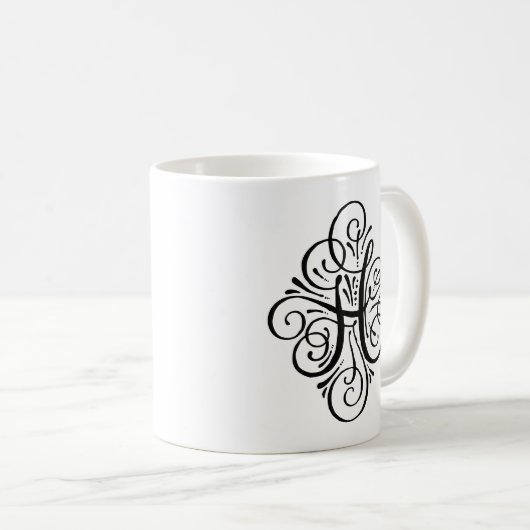 Mug Monogramme Orné Personnalisé avec Enjolivure (Devant droit)