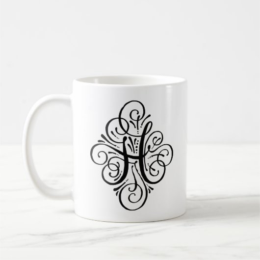 Mug Monogramme Orné Personnalisé avec Enjolivure (Gauche)