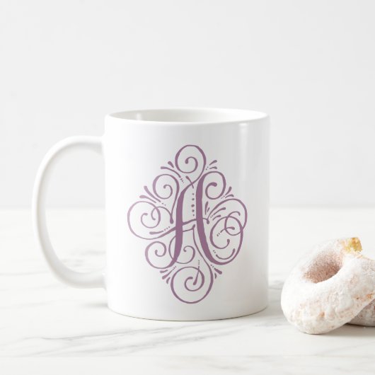 Mug Monogramme Orné Personnalisé avec Enjolivure (Avec donut)