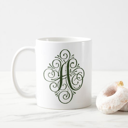 Mug Monogramme Orné Personnalisé avec Enjolivure (Avec donut)