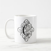 Mug Monogramme Orné Personnalisé avec Enjolivure (Gauche)