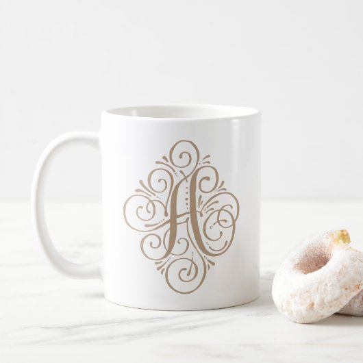 Mug Monogramme Orné Personnalisé avec Enjolivure (Avec donut)