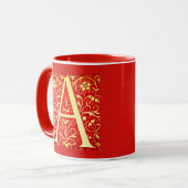 Mug Monogramme ornemental antique - capital A (Devant gauche)