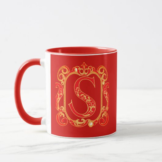 Mug Monogramme ornemental antique - capital S (Gauche)