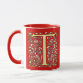 Mug Monogramme ornemental antique - capital T (Gauche)